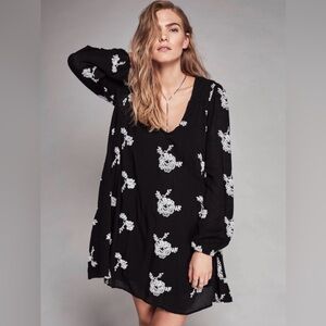 Free People Emma Dress with White Floral Patterns
